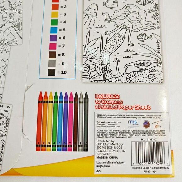 Grafix Crayon By Number 1 Printed Sheet 10 Crayons Learning Play Age 6+ Craft - Picture 8 of 8